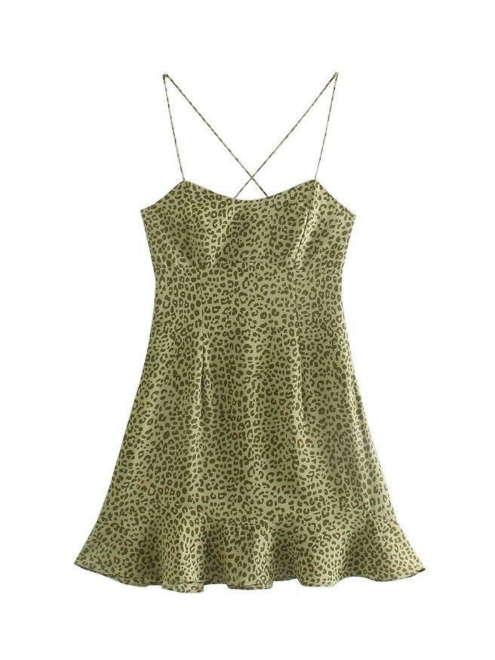 NWT ZARA khaki leopard mini dress